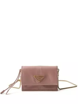 Кожаная сумка через плечо Prada, розовый