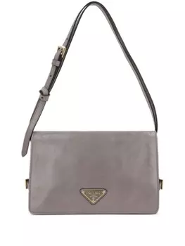 Кожаная сумка через плечо Prada, серый