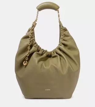 Кожаная сумка через плечо Squeeze Medium Loewe, цвет eucalyptus green
