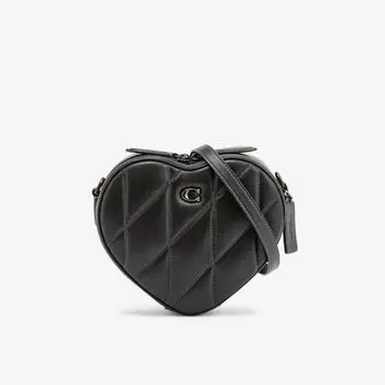Кожаная сумка через плечо в форме сердца Coach, черный