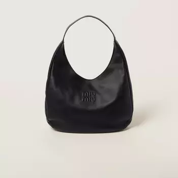 Кожаная сумка-хобо Miu Miu, черный
