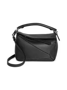 Кожаная сумка Mini Puzzle Loewe, черный