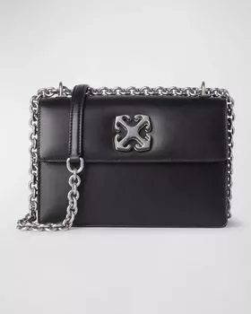 Кожаная сумка на плечо Jitney 2.0 с цепочкой Off-White, цвет Black Silver