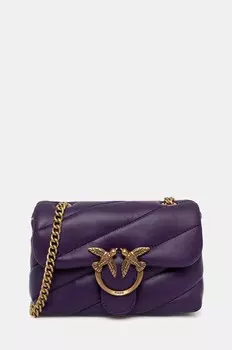 Кожаная сумка Pinko, фиолетовый