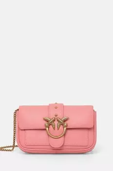 Кожаная сумка Pinko, розовый