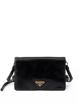 Кожаная сумка Prada через плечо, черный