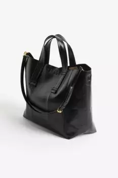 Кожаная сумка-шопер H&M, черный