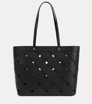 Кожаная сумка-шоппер среднего размера Etro, черный