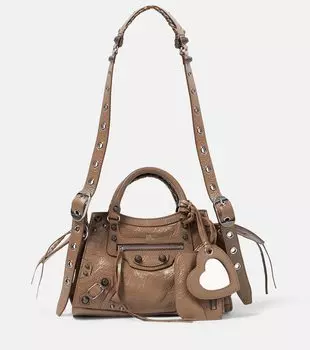 Кожаная сумка-тоут neo cagole xs Balenciaga, серый