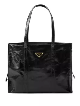 Кожаная сумка-тоут Prada, черный