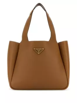 Кожаная сумка-тоут Prada, коричневый