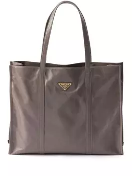 Кожаная сумка-тоут Prada, серый