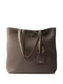 Кожаная сумка-тоут Prada, серый