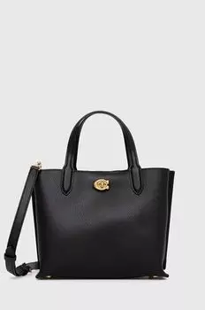 Кожаная сумка Willow Tote Coach, черный