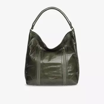 Кожаная сумка Zadig&Voltaire через плечо с молнией и декоративными элементами, зеленый