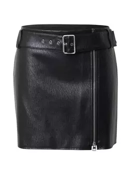 Кожаная юбка HUGO Skirt Romati-1, черный