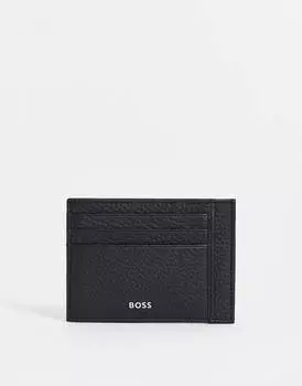Кожаная визитница BOSS Crosstown черного цвета