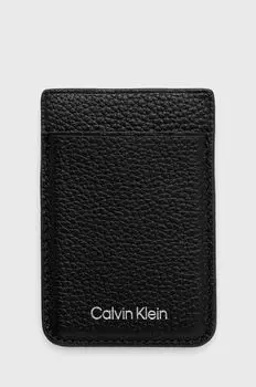Кожаная визитница + брелок Calvin Klein, черный