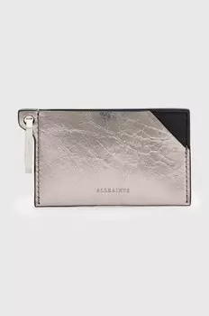 Кожаная визитница HEX CARDHOLDER AllSaints, серебряный