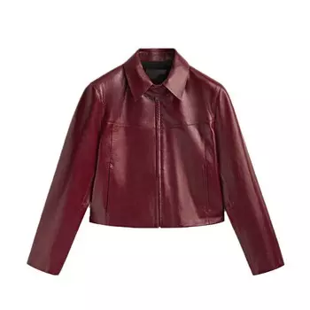 Кожанная куртка Massimo Dutti With A Patent Finish, красный