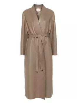 Кожаное пальто FENDI, коричневый