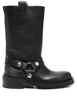 Кожаные байкерские ботинки Golden Goose, черный