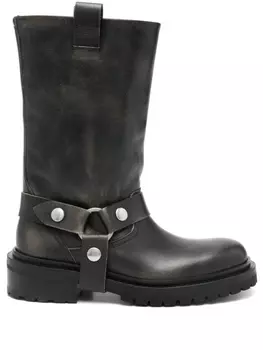 Кожаные байкерские ботинки Golden Goose, черный