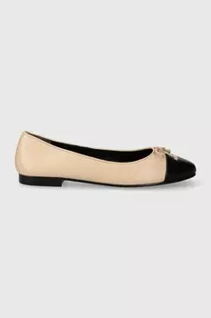 Кожаные балетки CAP-TOE BALLET Tory Burch, бежевый