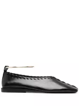 Кожаные балетки JIL SANDER, черный