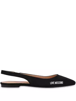 Кожаные балетки Love Moschino, черный