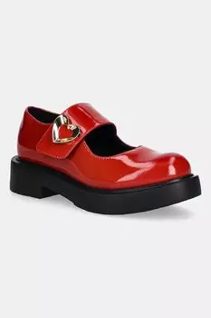 Кожаные балетки Love Moschino, красный