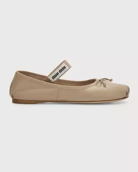 Кожаные балетки Miu Miu