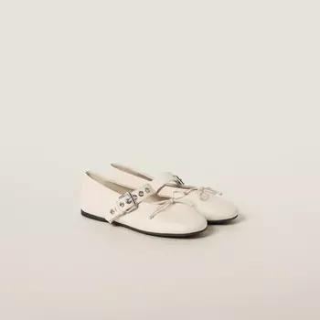 Кожаные балетки Miu Miu, белый