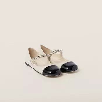 Кожаные балетки Miu Miu, белый
