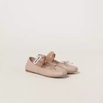 Кожаные балетки Miu Miu, бежевый