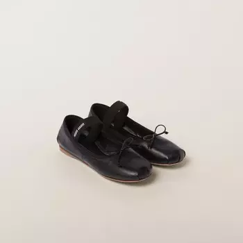 Кожаные балетки Miu Miu, черный