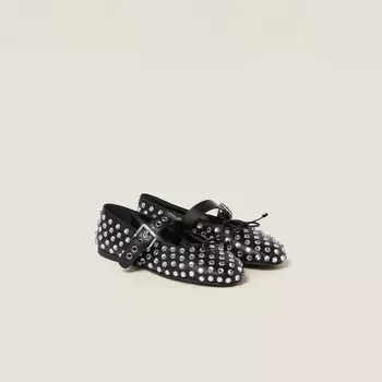 Кожаные балетки Miu Miu, черный