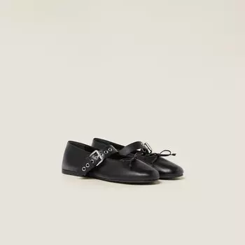 Кожаные балетки Miu Miu, черный