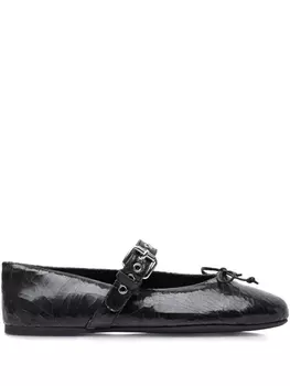 Кожаные балетки Miu Miu, черный