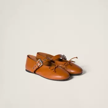 Кожаные балетки Miu Miu, коричневый