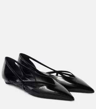 Кожаные балетки Prada, черный