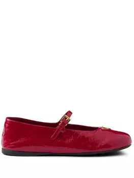 Кожаные балетки Prada, красный