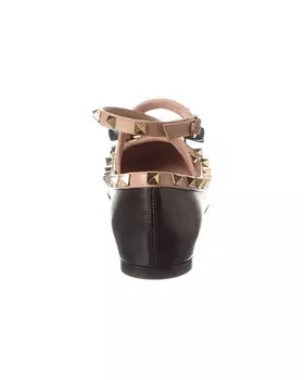 Кожаные балетки Valentino Rockstud, черный