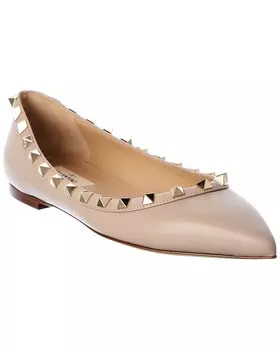 Кожаные балетки Valentino Rockstud, розовый