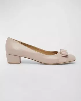 Кожаные балетки Vara с бантом Ferragamo, цвет Rose