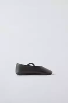 Кожаные балетки ZARA, черный