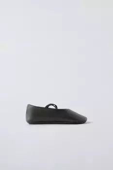 Кожаные балетки ZARA, черный