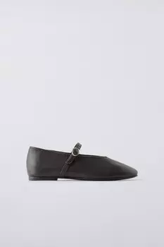 Кожаные балетки ZARA, коричневый