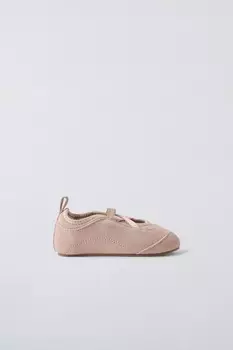 Кожаные балетки ZARA, розовый