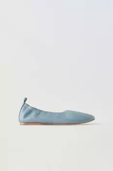 Кожаные балетки ZARA, синий